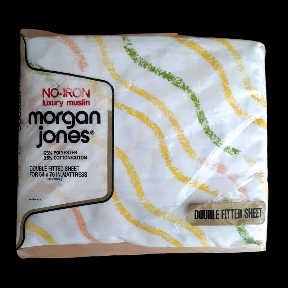 Morgan Jones Double Fitted Sheet No-Iron Luxury Muslin New VTG Sealed FINAL SALE